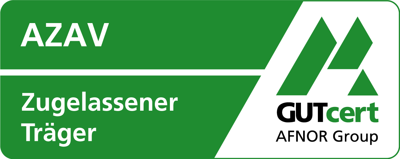 AZAV: zugelassener Träger, zertifiziert durch GUTcert (AFNOR Group)